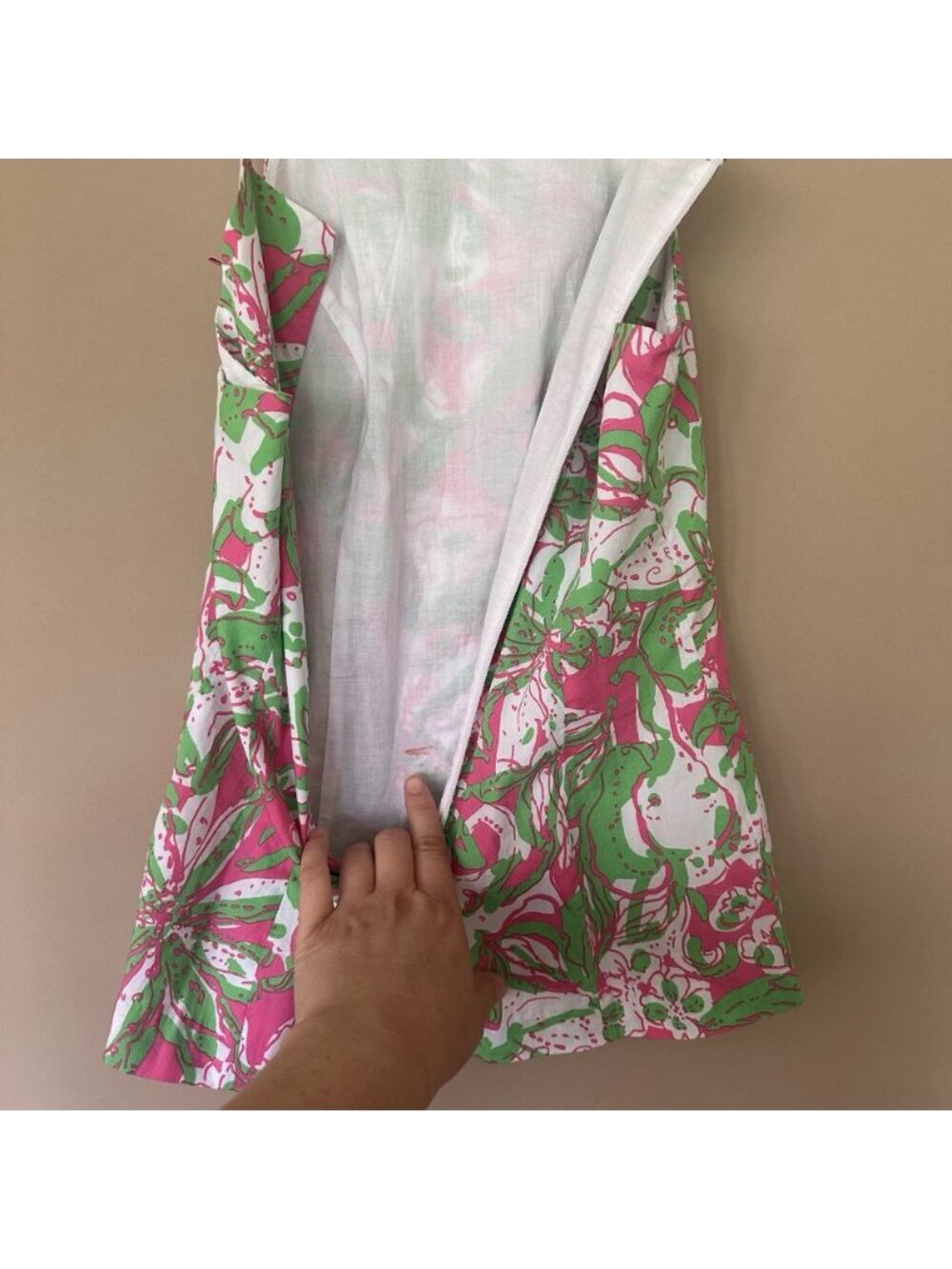 Lilly Pulitzer Anabelle Top sz 00 Hotty Pink Forgot My Trunks Floral Lace Trim - Picture 6 of 11
